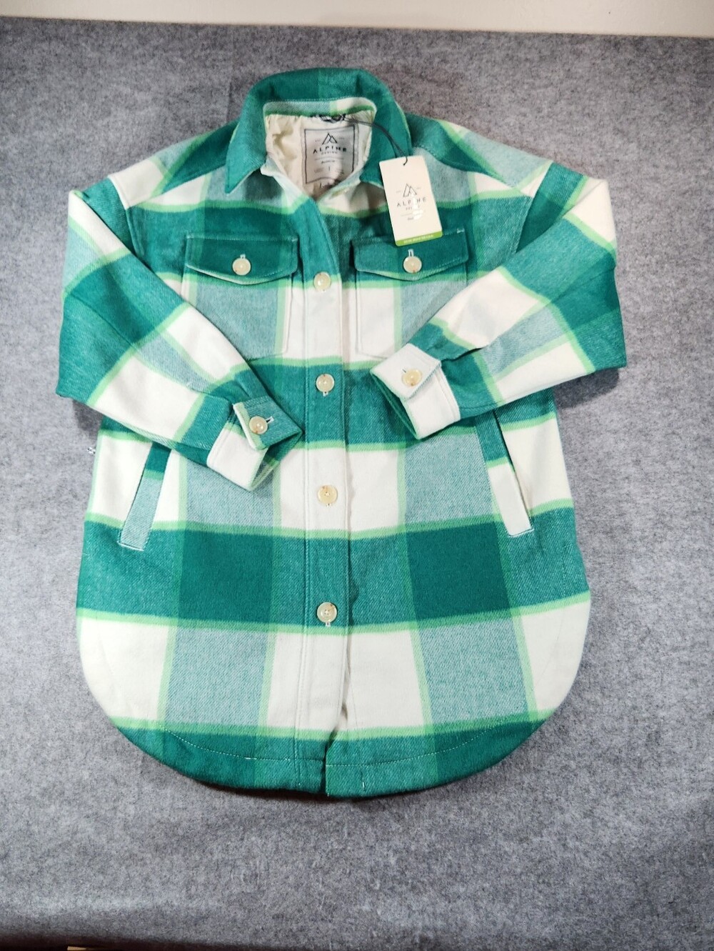 Alpine Design Teal & White Plaid Button-Down Jacket Size Small